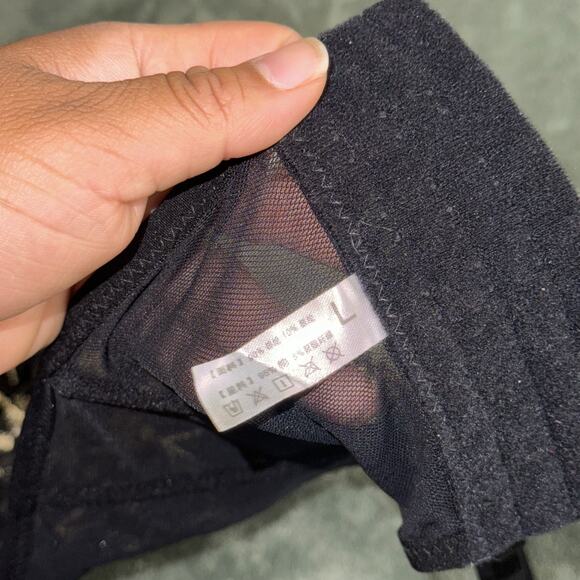 Corset Top Women's Large Black Floral Embroidered Adjustable Straps Hook & Eye - Picture 6 of 8